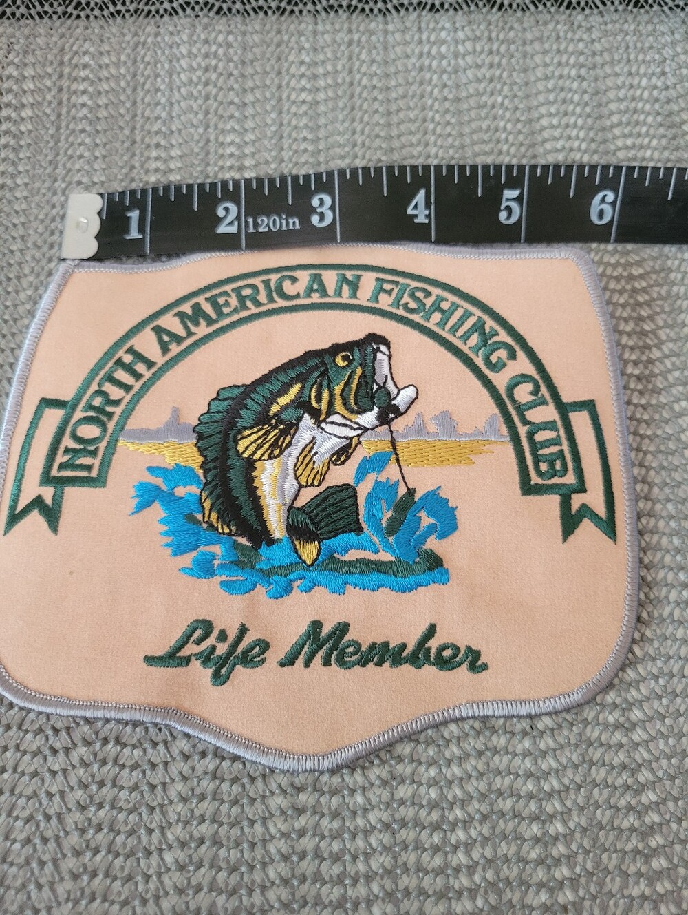 North American Fishing Club Lifetime Member Iron On Vintage Embroidered Patch - Picture 4 of 4